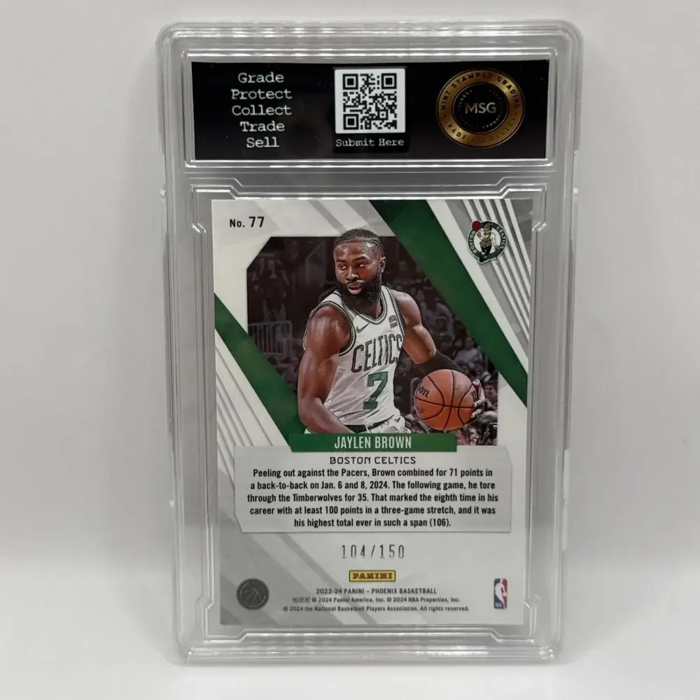 2023-24 Panini Phoenix - Jaylen Brown #77 Purple /150 - Celtics Graded 9 Mint